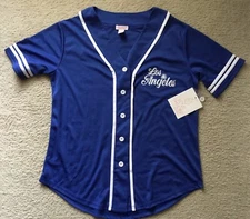 Love Theory Essentials Women's Blue V-Neck Los Angeles 96 California Jersey Sz L