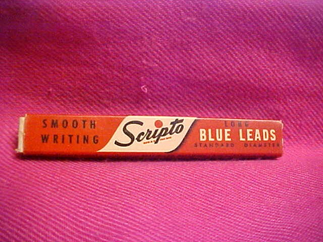 10Vintage SCRIPTO Extra Strong Drawing Long Leads   Box With 3 Leads, blue leads