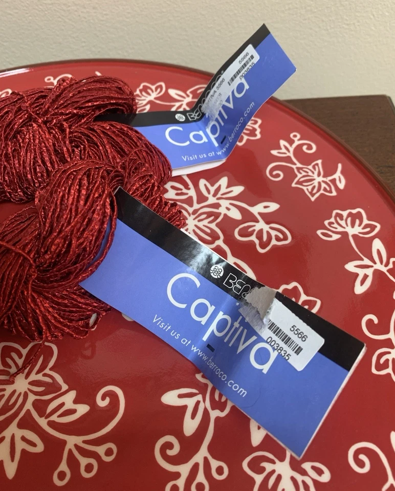 Nuevo Lote de 2 - Hilo Metálico Berroco Captiva Rojo 5566 - Mismo Tinte Foto 3 de 4