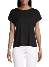 Eileen Fisher Women's Black Crewneck Boxy T-Shirt Sz L