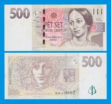 Czech Republic 500 Korun P 24 2009 UNC Prefix Letter "R" Czechia