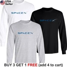 SpaceX Long Sleeve T-Shirt Logo Elon Musk Space X Exploration Aerospace BSX01
