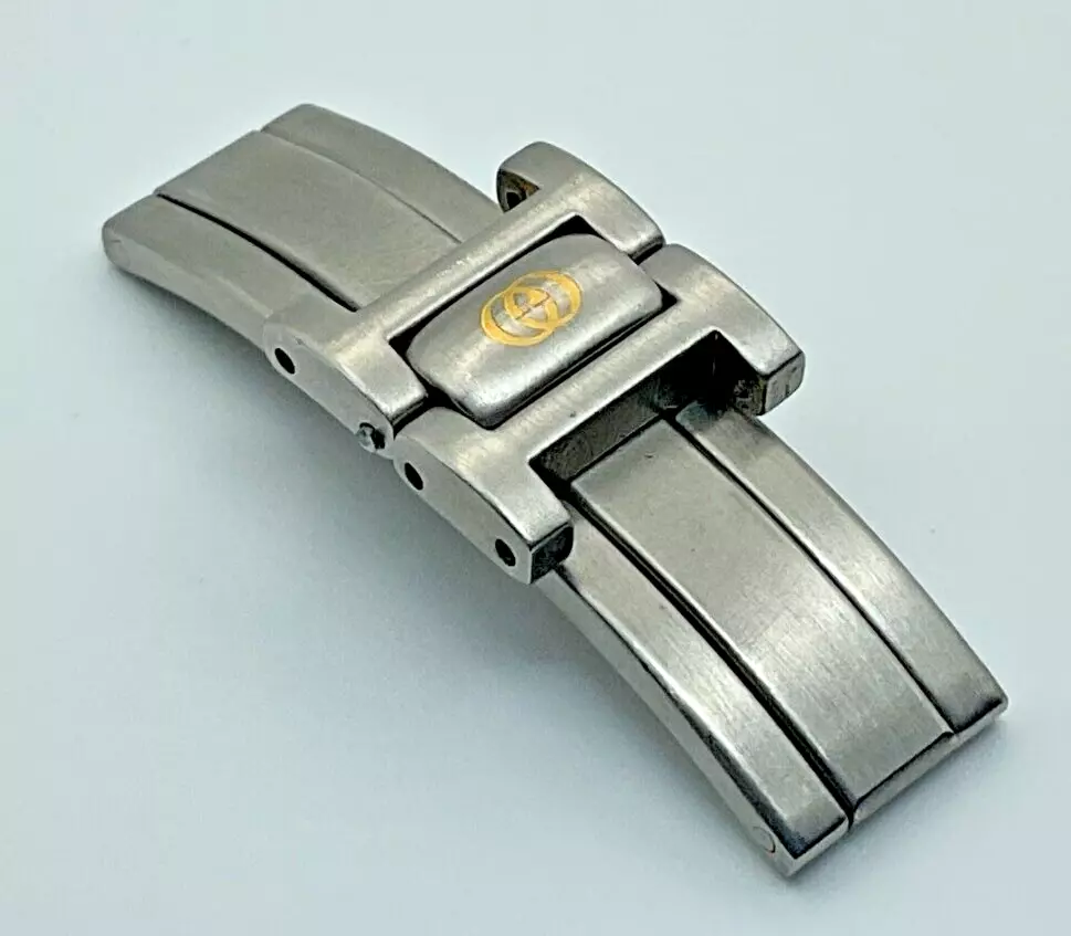 BOUCLE DE DÉPLOIEMENT DE MONTRE GUCCI ORIGINALE 12 MM AVEC MAILLONS POUR BRACELET BICOLORE 9000 L