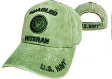 US Navy DISABLED VETERAN OLIVE GREEN SUBDUED Emblem Military HAT CAP LICENSED