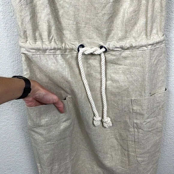 Maeve Anthropologie Linen Blend Flaxen Dress Sleeveless Rope Waist Beige Sz 0 - Image 3 of 4