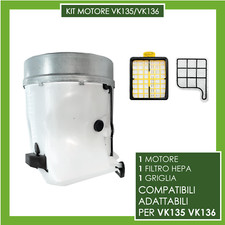 Kit Motore Folletto vk 135 136 Filtro Hepa + Filtro Motore Ricambi compatibili