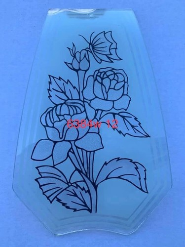 OK LIGHTING TOUCH LAMP REPLACEMENT GLASS 1 Panel Whit Flower Rose Butterfly - Picture 1 of 2