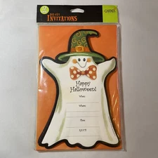 Die-Cut Glitter Ghost Halloween 12 Large Invitations Gartner Studios New