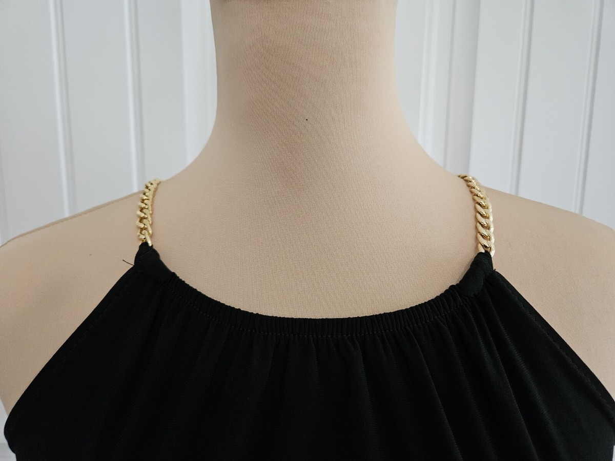 Nicole Miller Black Dress Gold Chain Straps A Line Size S Nwt | eBay Nicole Miller Black Dress Gold Chain Straps A Line Size S Nwt | eBay