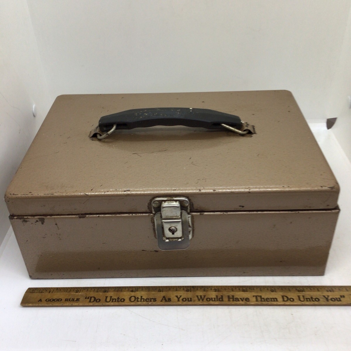 Vintage Rockaway Metal Products Corp Cash Metal Lock Box New York