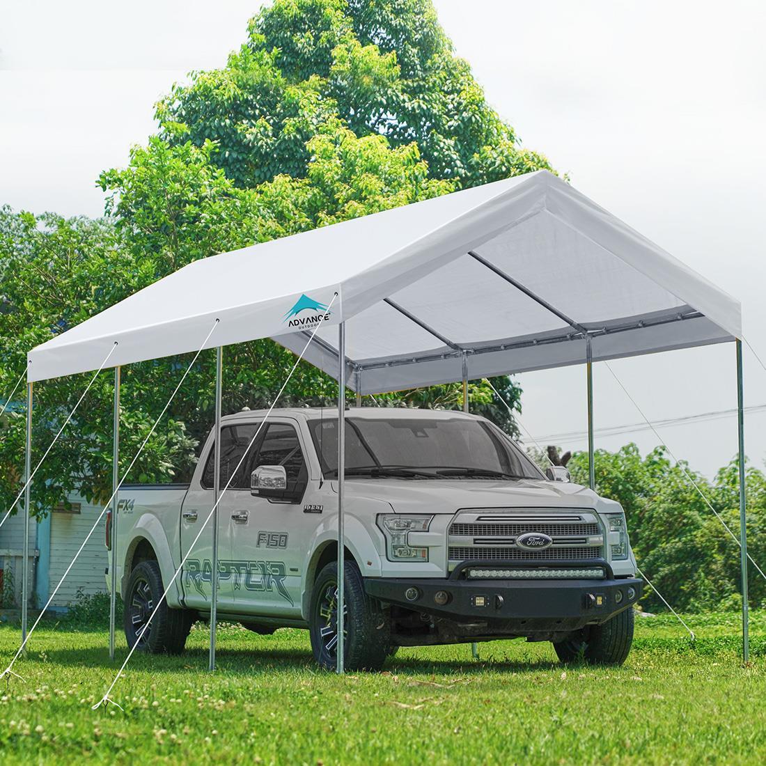 ADVANCE OUTDOOR Heavy Duty Steel Frame 10X20FT Carport Canopy Car Shelter Garage