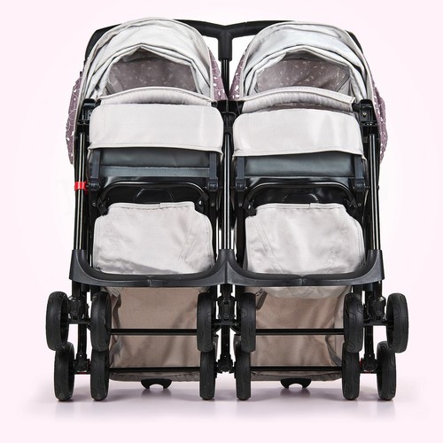 Star Kidz Lusso Double/Twin Tandem Pram Stroller - Silver Leaves - Picture 7 of 8