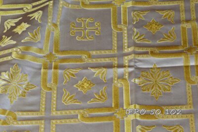 Ecclesiastical Liturgical Vestments Metallic Brocade fabric with crosses