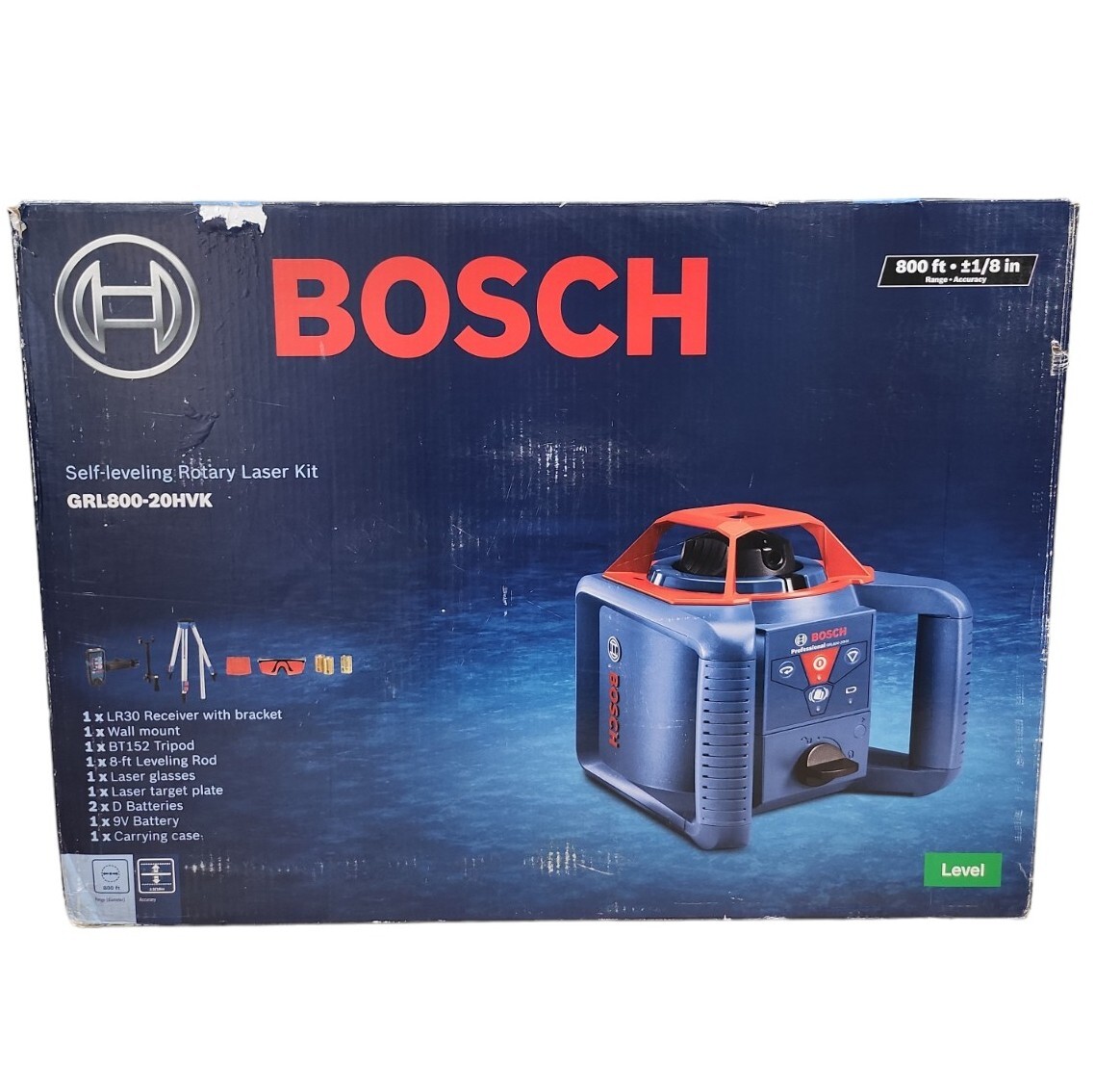 Bosch GRL80020HVK 800FT Rotary Laser Level Complete Kit Self Leveling