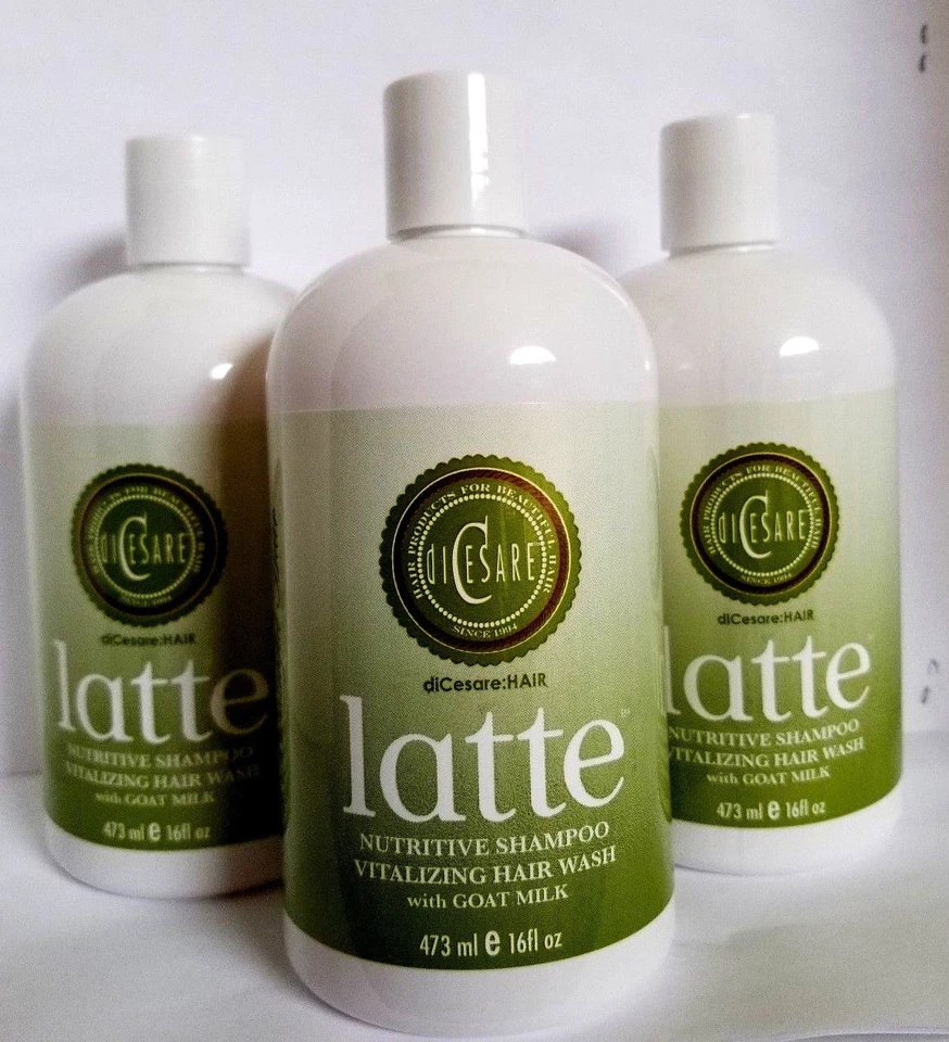 Paquete de 3 champú nutritivo DICESARE LATTE lavado de cabello vitalizante con leche de cabra 16 oz Foto 2 de 3