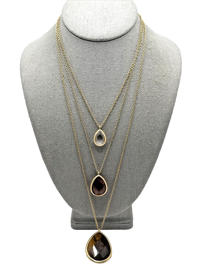 Collar Convertible Chloe & Isabel MINARET Ojo de Tigre Púrpura Transparente Tres Hilos Foto 2 de 4