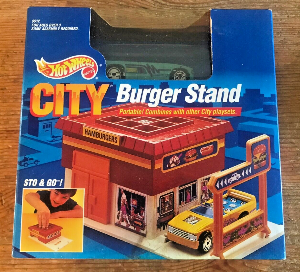 Hot Wheels City Burger Stand Mattel 1990 Portable New Sealed Toy Playset 9512