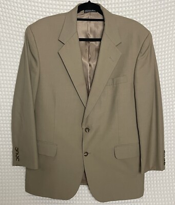 Tom James Executive Blazer Men s 42S Tan Brown Wool Blend Jacket Sports Coat