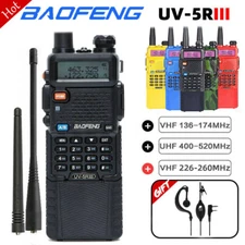 BAOFENG UV-5R III 5W TRI-BAND VHF/UHF FM HAM TWO-WAY RADIOS WALKIE TALKIE 128CH 