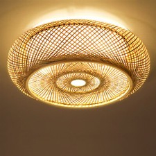 Retro Decken Leuchten Lampe Bambus Wohn Schlaf Ess Zimmer Beleuchtung Boho Style