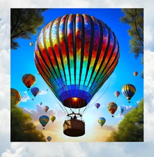 Hot Air Balloons WINDOW CLING Size 8" Square Repositionable Vinyl