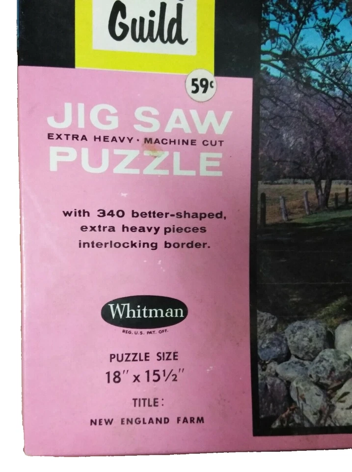 VTG NEW SEALED Guild 340 Piece Jig Saw Puzzle 212 Whitman New England Farm - Image 2 of 4