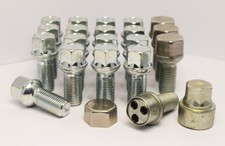 20 x M14 x 1.5, 27mm Radius Wheel Bolts Inc TRILOCK Lockers (Silver)
