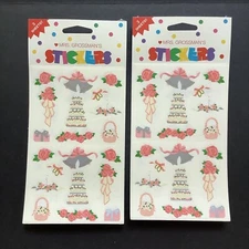 Vintage 90s Mrs. Grossman Giant Wedding 2 Packs Stickers 6 sheets Total Cake