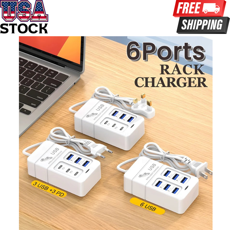 35W 6-Port USB-C Fast Charger with PD US Wall Adapter