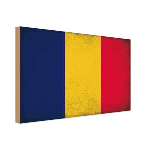 Holzschild Holzbild 30x40 cm Tschad Fahne Flagge Geschenk Deko - Bild 1 von 4