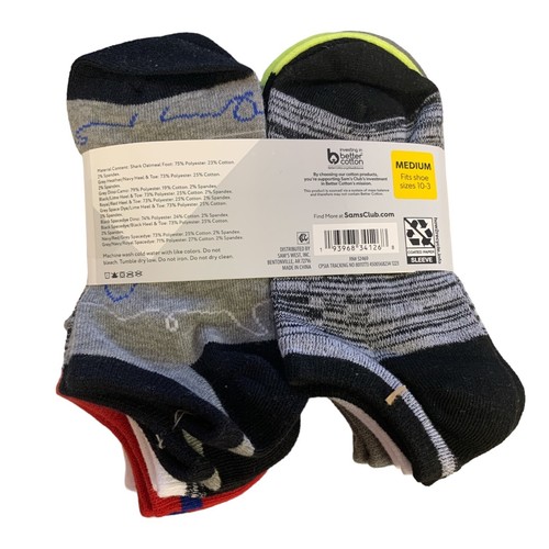 NWT Member's Mark Boy's 10-Pack Smooth Toe Seam No Show Socks Small 7-10 - Picture 2 of 2
