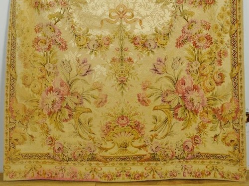 Exquisite Long Antique French Silk Aubusson Tapestry Chateau Portiere / Curtain - Picture 7 of 24
