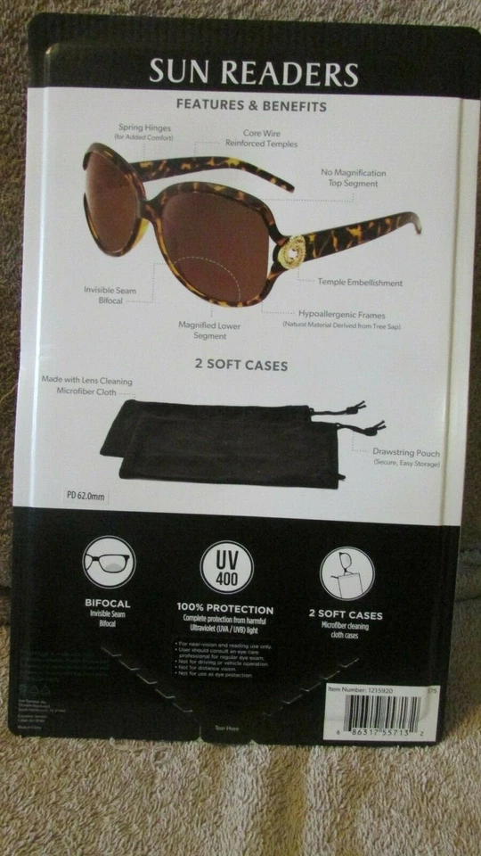 Icon Sun Readers -UV 400  Bifocal Sunglasses -100% Protection +1.75  (RG 19) - Image 4 of 4