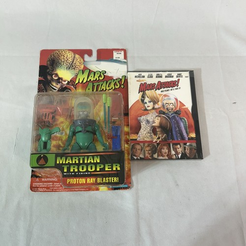 1996 Mars Attacks Marsian Tropper With Proton Ray Blaster With New DVD Bundle