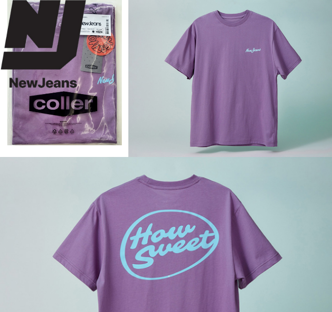 Newjeans How Sweet 半袖Tシャツ Lサイズ PURPLE NewJeans T-Shirt HOW SWEET Purple [size XL ] Official +