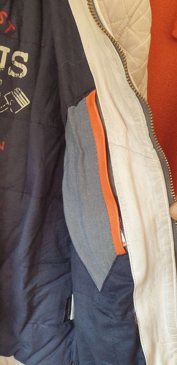 Blouson Cuir Moto Redskins JPN Trophy - Couleur Blanc Et Gris Clair - Taille 2XL Homme - Occasion Très Bon état