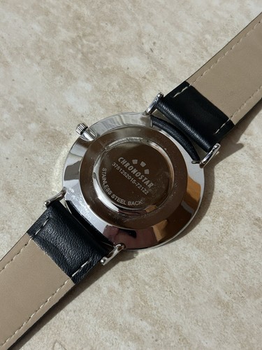 OROLOGIO UOMO CHRONOSTAR MODELLO RETRO',QUADRANTE NERO CASSA 39mm,CINTURINO NERO - Foto 5 di 5