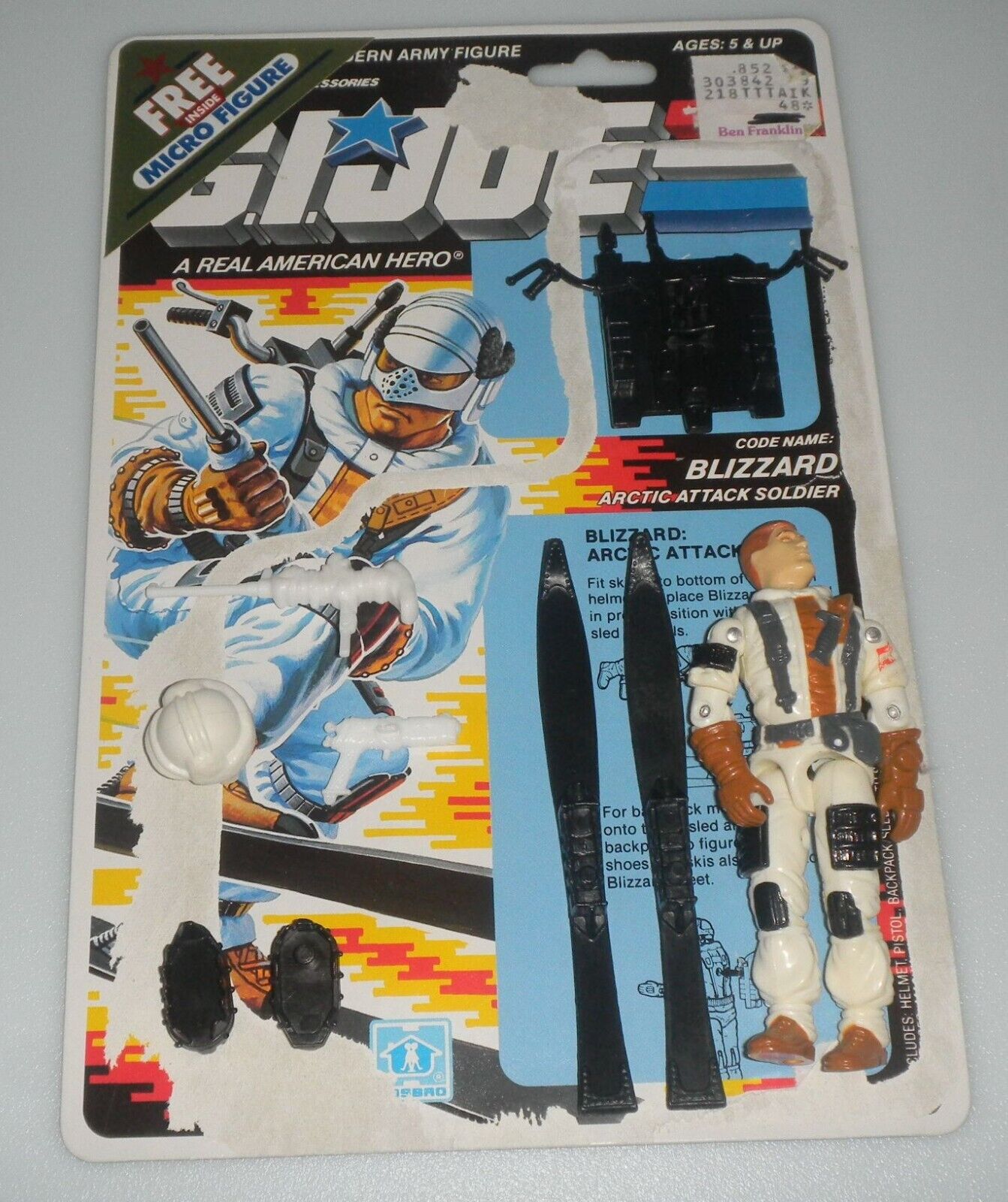 1988 Vintage GI Joe Lot ARAH Blizzard 3.75 Figure Accessories Cardback *Complete