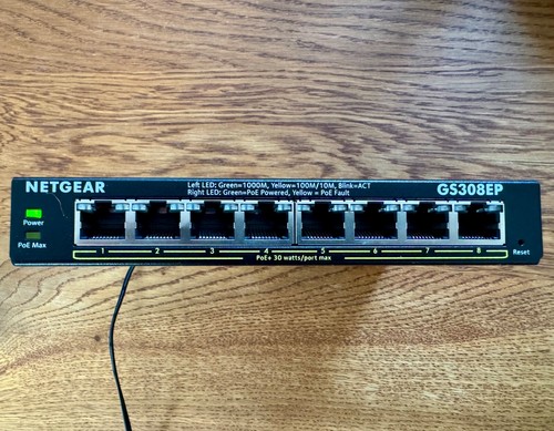 NETGEAR GS308EP-V1 / 8-Port Gigabit Ethernet PoE Switch, absolut Neuwertig - Bild 2 von 5
