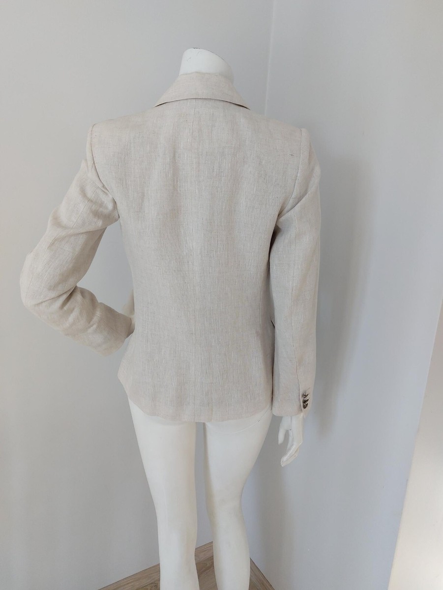 New M&S Marks Spencer Women Linen sand Classic cocktail blazer