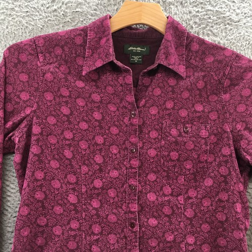 Eddie Bauer Button Up Shirt Top Mens M Pink Cotton Corduroy Long Sleeve Collared - Picture 2 of 22