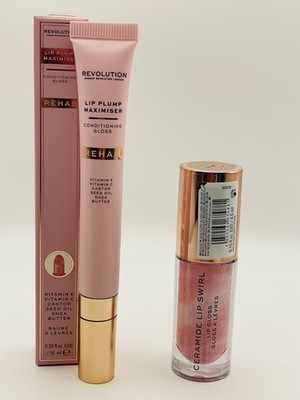 Makeup Revolution Lip Swirl Ceramide Lip Gloss 4.5ml & Lip Plump Maximizer 10ml
