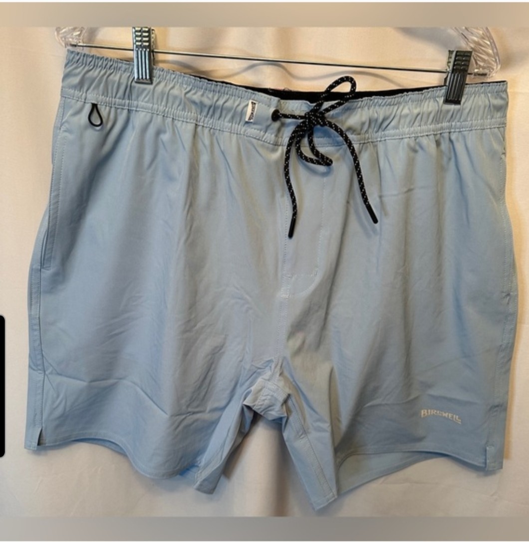 BIRDWELL Wright Lined Light Blue Drawstring Short… - image 1