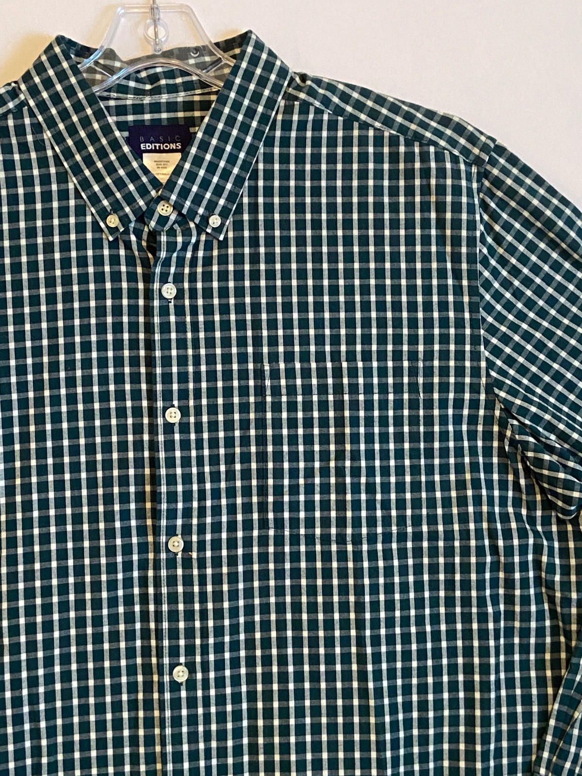 Basic Editions Green Plaid Checked Long Sleeve Bu… - image 4