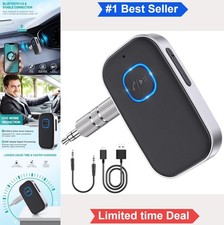 Bluetooth Car Adapter 3.5mm AUX Receiver Bluetooth 5.0 Built In Mic 16H Playtime