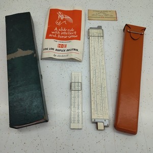 K&E 4081-3S Slide Rule, Case, Manual, Box Keuffel Esser + Post 1444K lot of (2)
