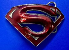 Superman Superhero S Shield Logo Red Enamel Cosplay Belt Buckle by DC Comics
