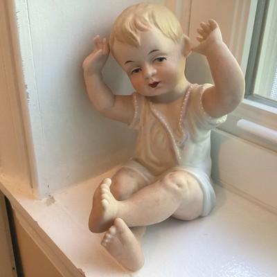 Vintage Piano Baby Porcelain Bisque Figurine 5  Granny Chic
