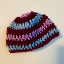 Micro Fr&uuml;hchen Beanie M&uuml;tze 2 Pfund Baby Handarbeit gestreift geh&auml;kelt Babyparty Geschenk