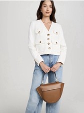 Veronica Beard Women s Isola Stretch Cotton-Blend Jacket Off White Sz 14 NWT